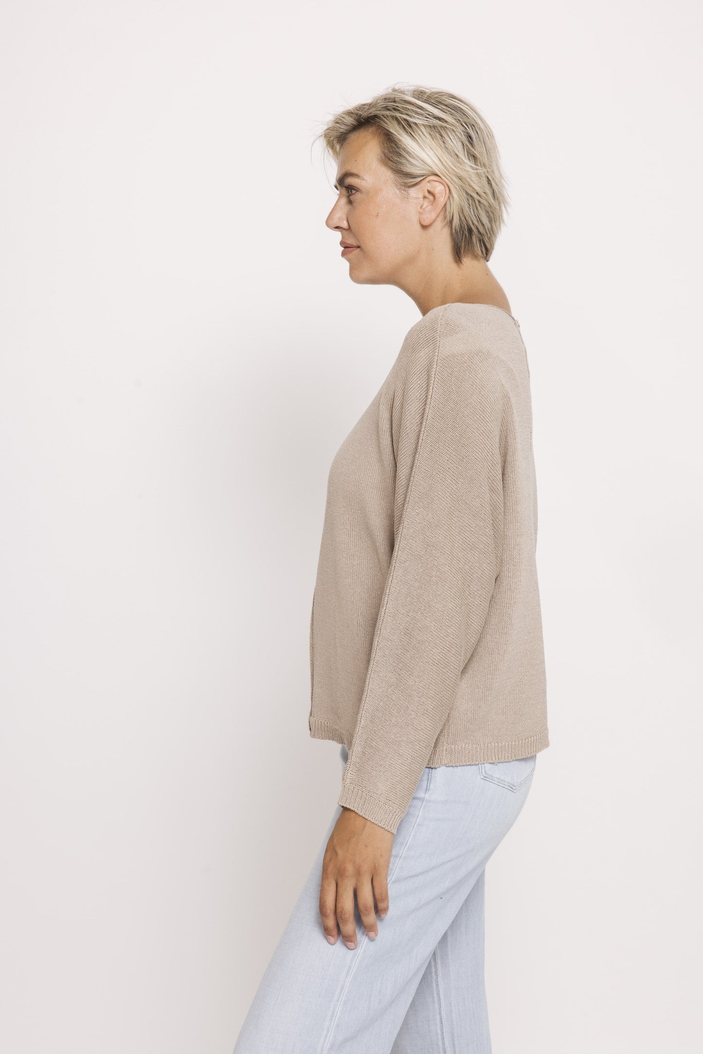 Luni Long Sleeve Ribbed Sweater - Sand