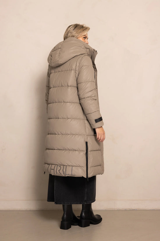 Isi Long Puffer Jacket - Taupe/Black