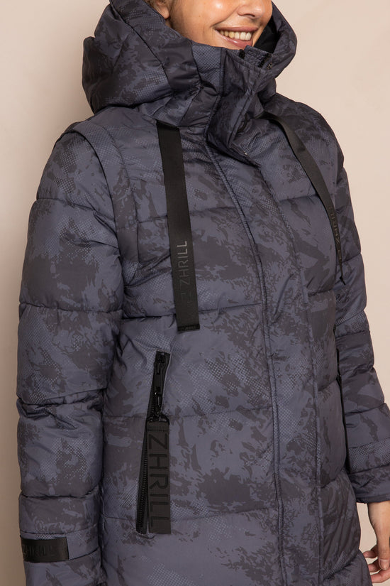 Isi Long Puffer Jacket - Black Camou