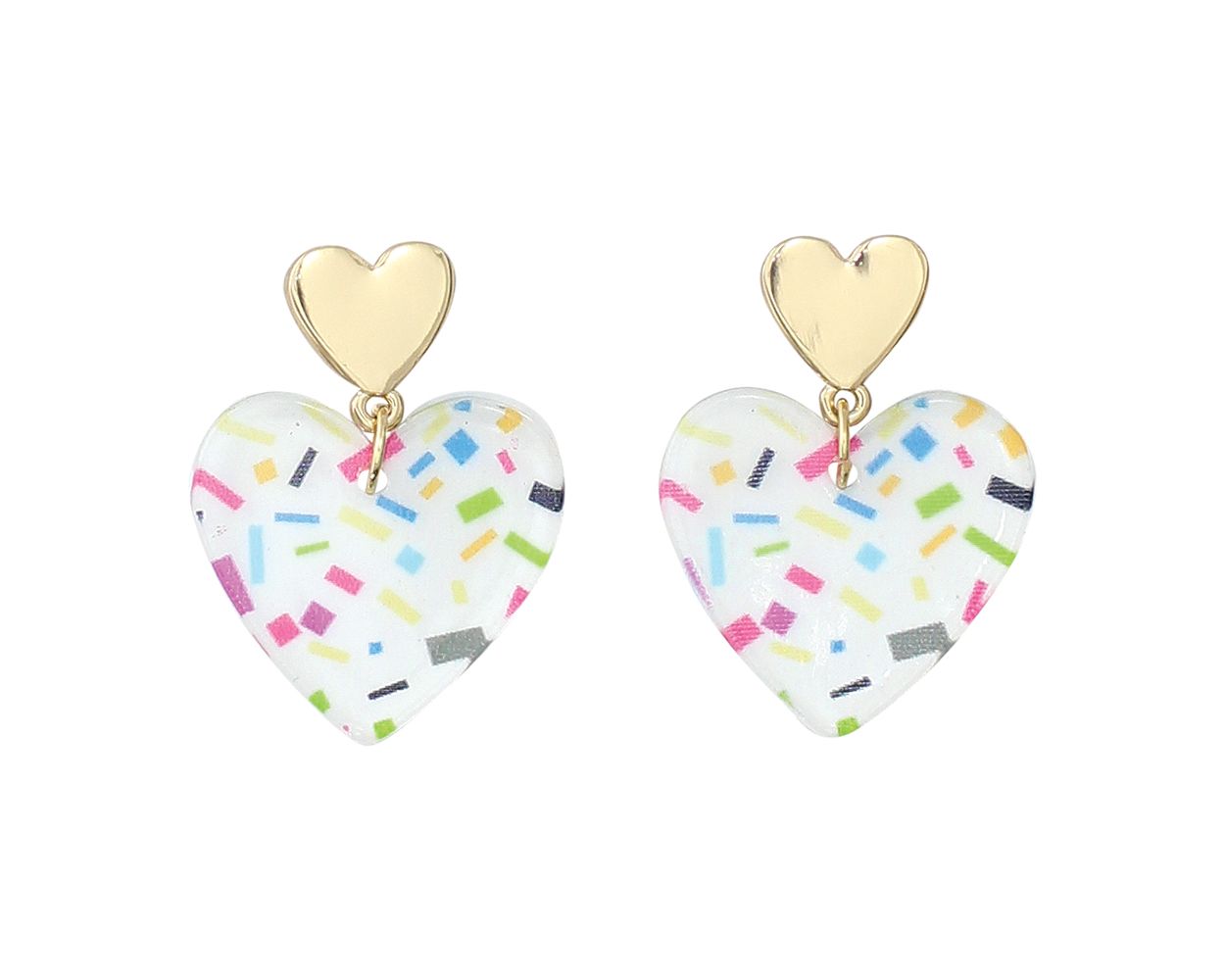 Load image into Gallery viewer, Confetti Resin Heart Earrings
