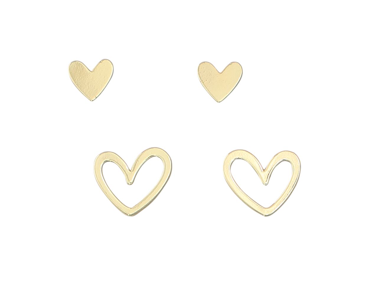 Load image into Gallery viewer, Gold Hearts Duo Stud Earrings
