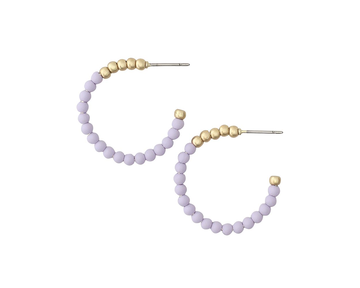 Load image into Gallery viewer, Violet Beaded Gold Earrings
