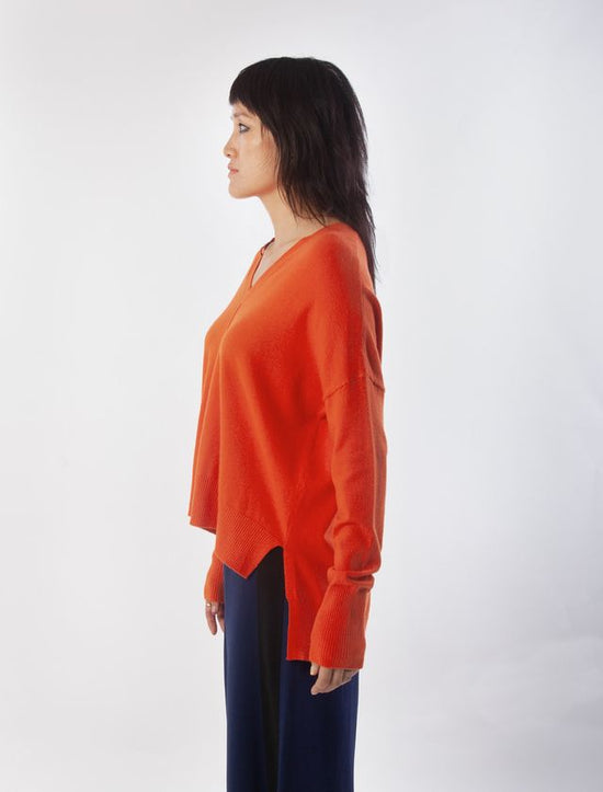 Wagner Pullover V-Neck Sweater - Orange Flame