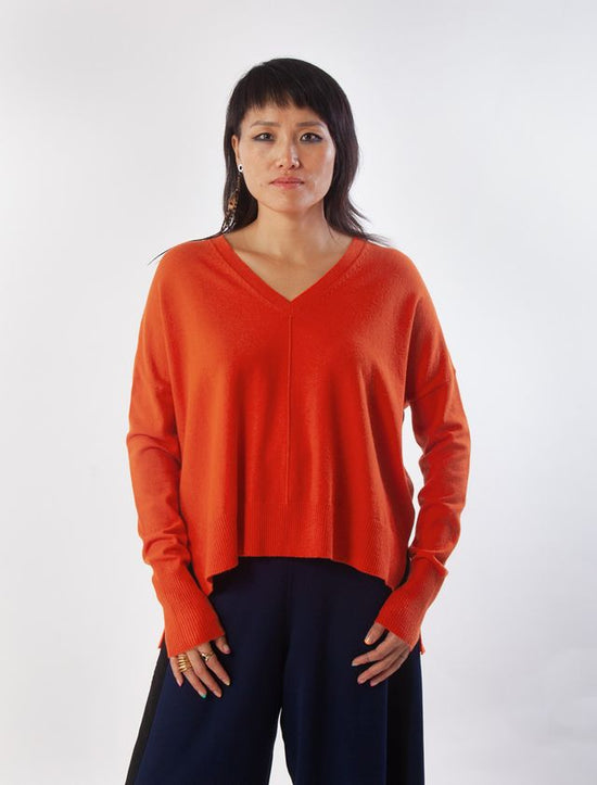 Wagner Pullover V-Neck Sweater - Orange Flame