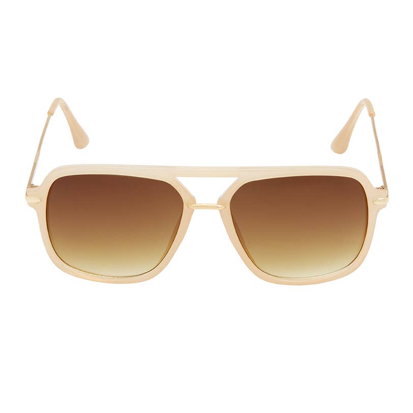Modern Square Aviator Sunglasses - Beige