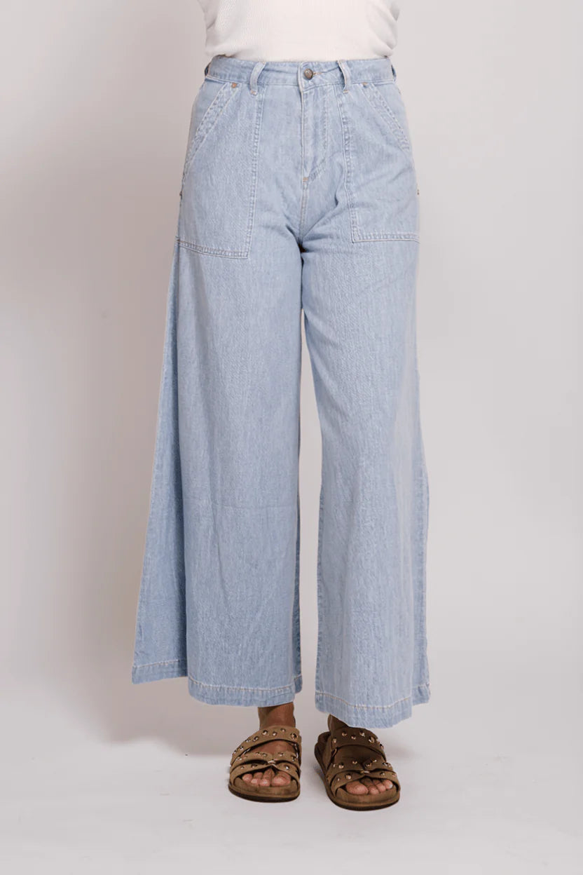 Chatti Wide Leg Denim Jeans - Light Blue