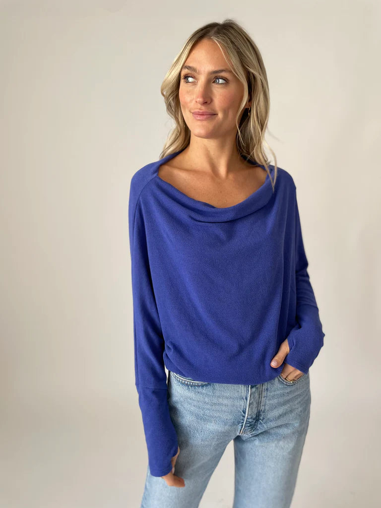 Anywhere Off Shoulder Sweater - Berry Blue