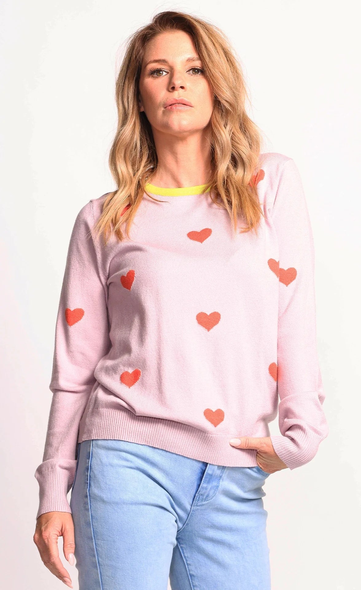 Ashlyn Heart Pullover Sweater - Purple