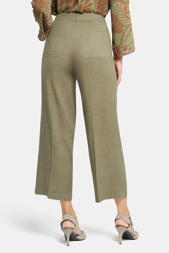 Wide Leg Cropped Cargo Pants - Avocado