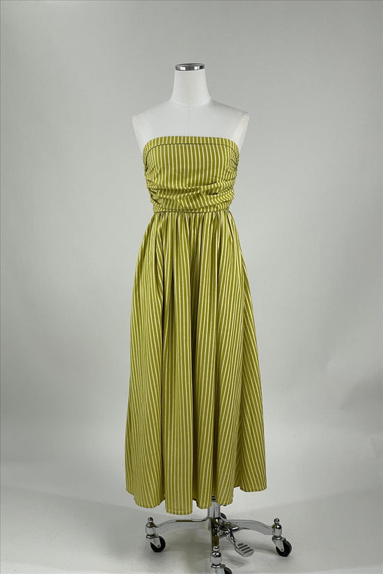 Strapless Striped Maxi Dress - Lime