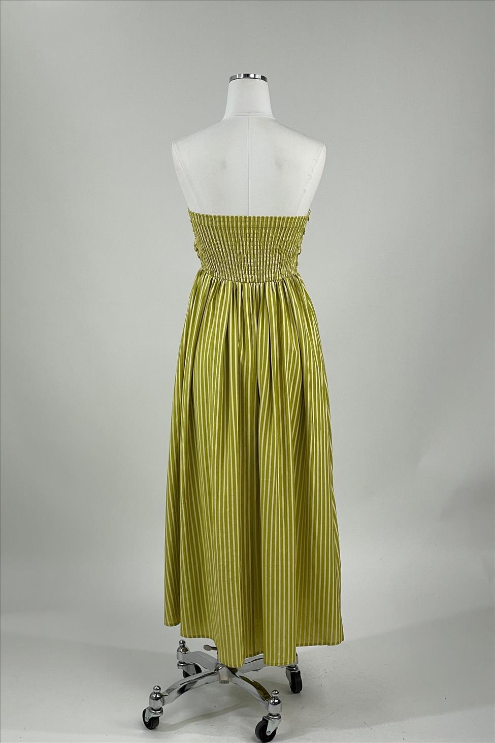 Strapless Striped Maxi Dress - Lime