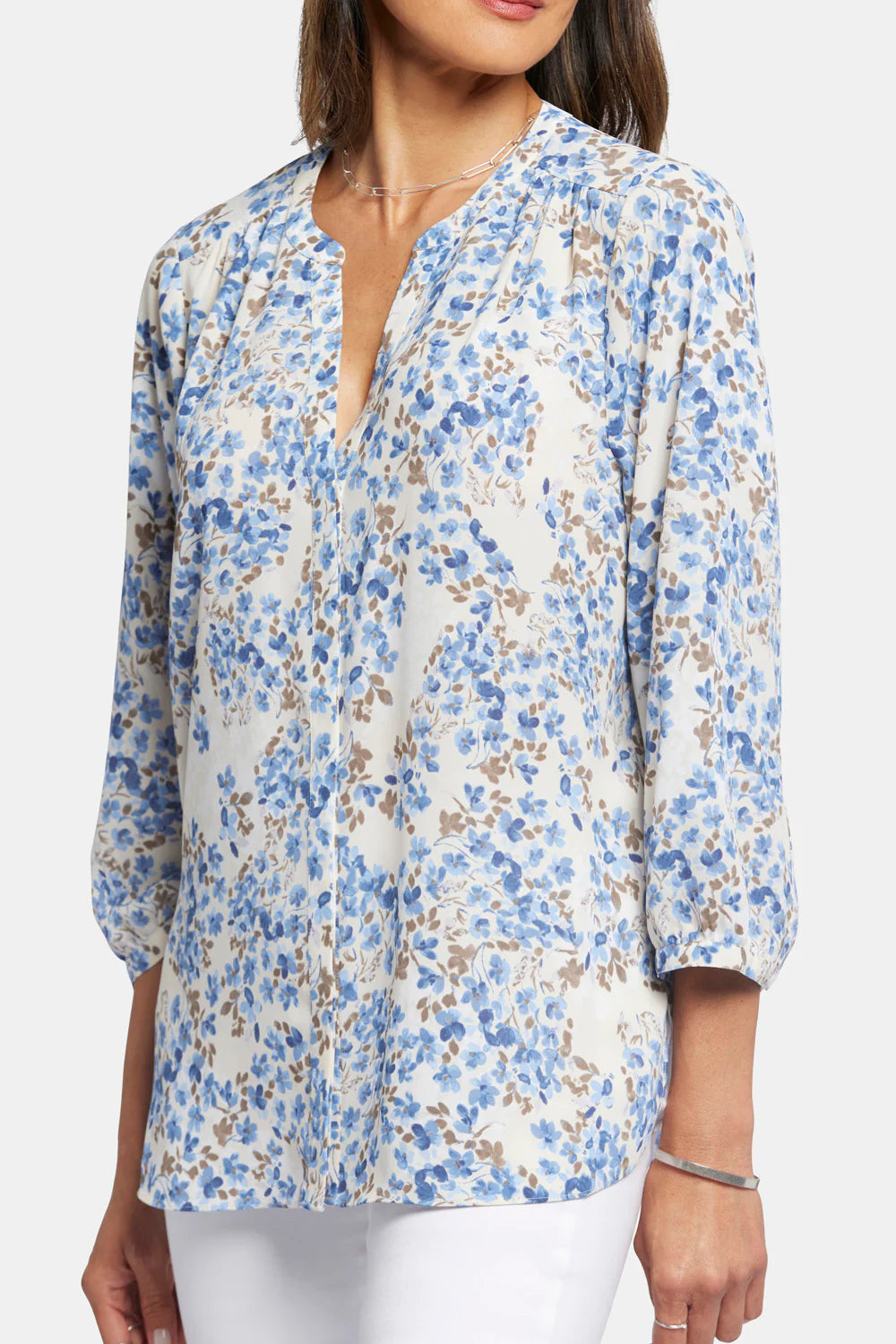 Pintuck Top - Blue Dahlia