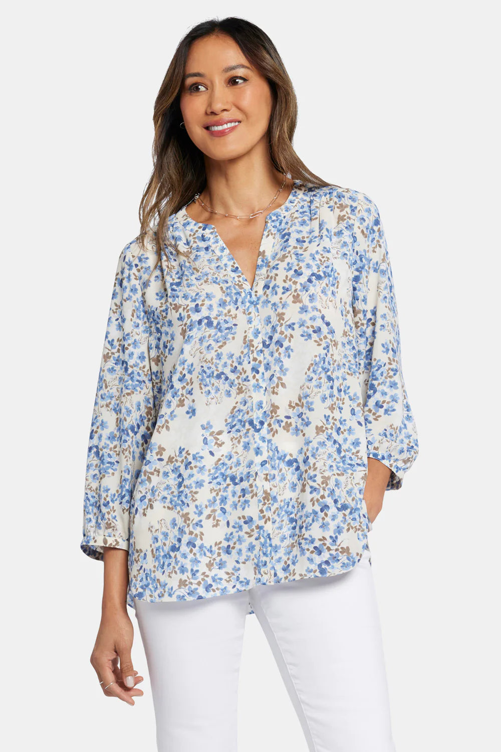 Pintuck Top - Blue Dahlia
