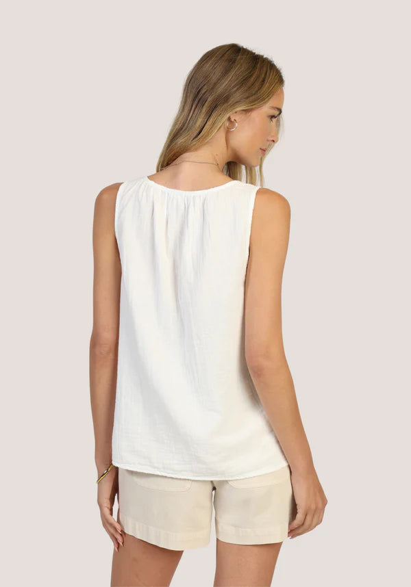 Bobbi Button Tank Top - White