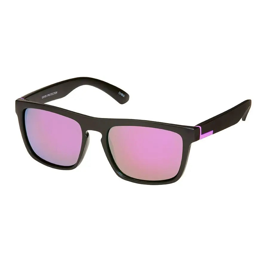 Pop Color Wrap Mirror Sunglass - Pink Lens
