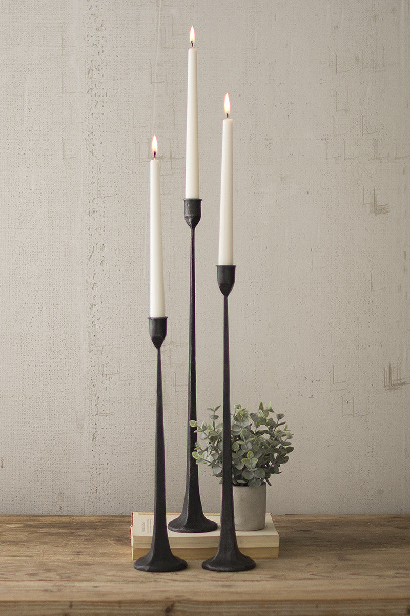 Cast Iron Taper Candle Holders - Set of 3