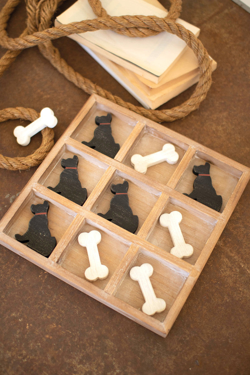 Wooden Dog And Bone Tic Tac Toe