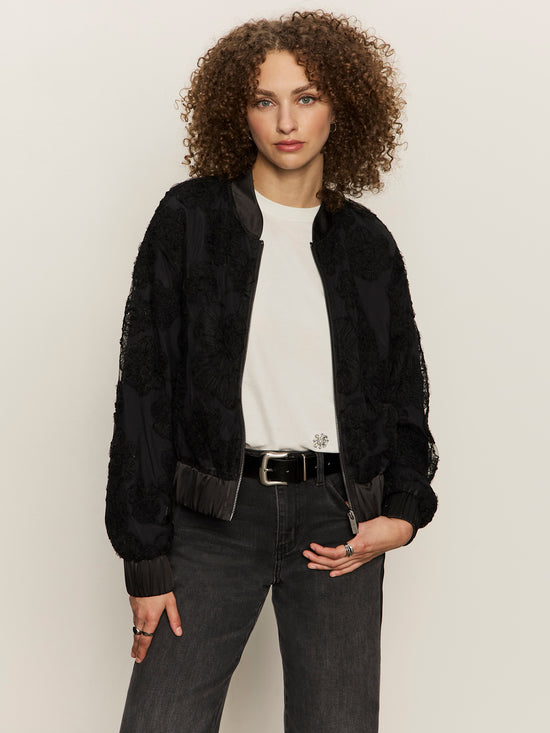 Rosy Party Bomber Jacket - Black