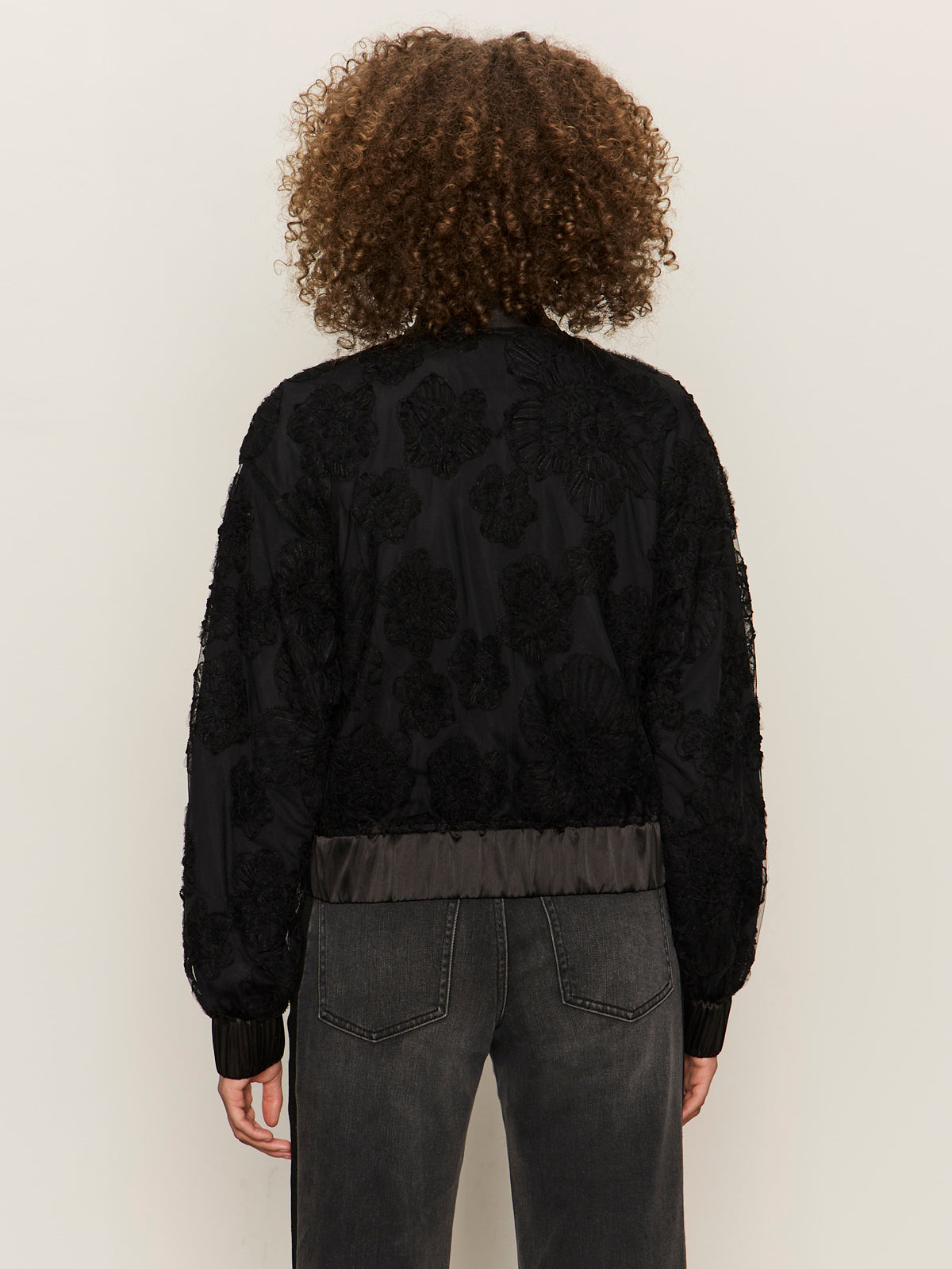 Rosy Party Bomber Jacket - Black