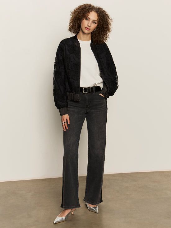 Rosy Party Bomber Jacket - Black