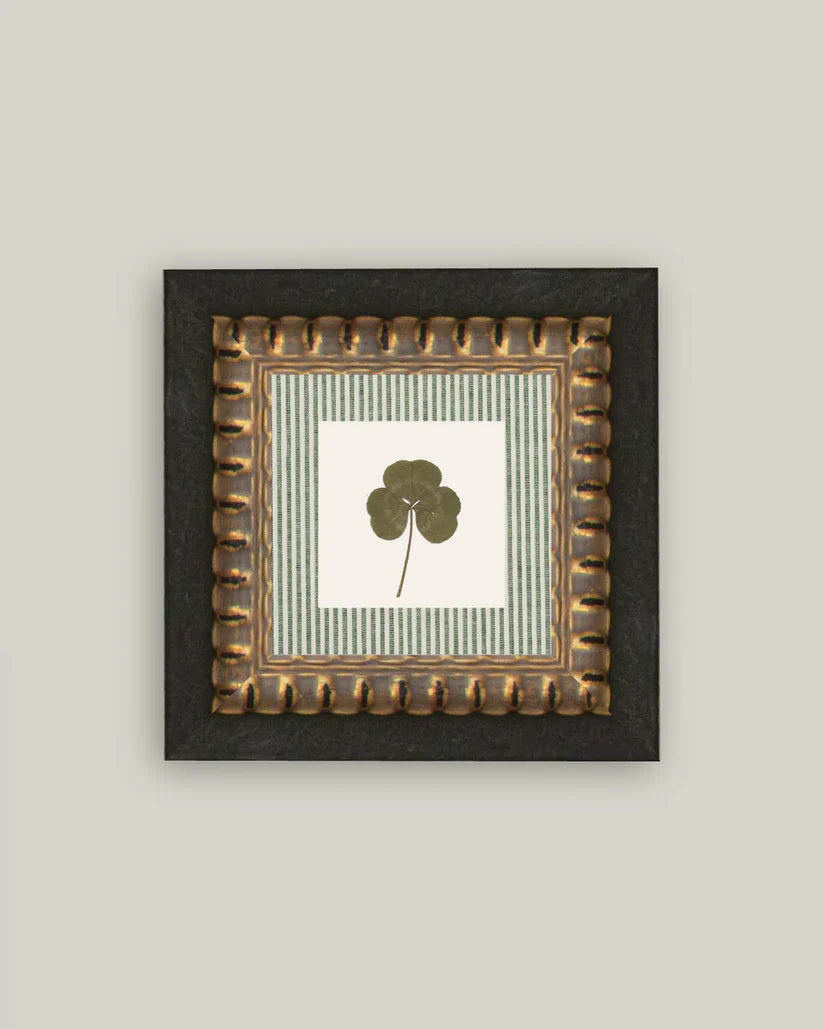 Clover on Stripes Framed Antique Art Print