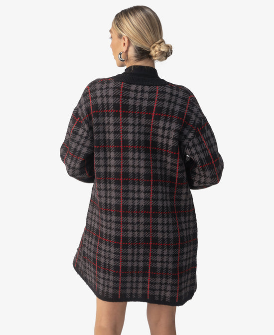 Knitted City Coat - Heather Ash Plaid