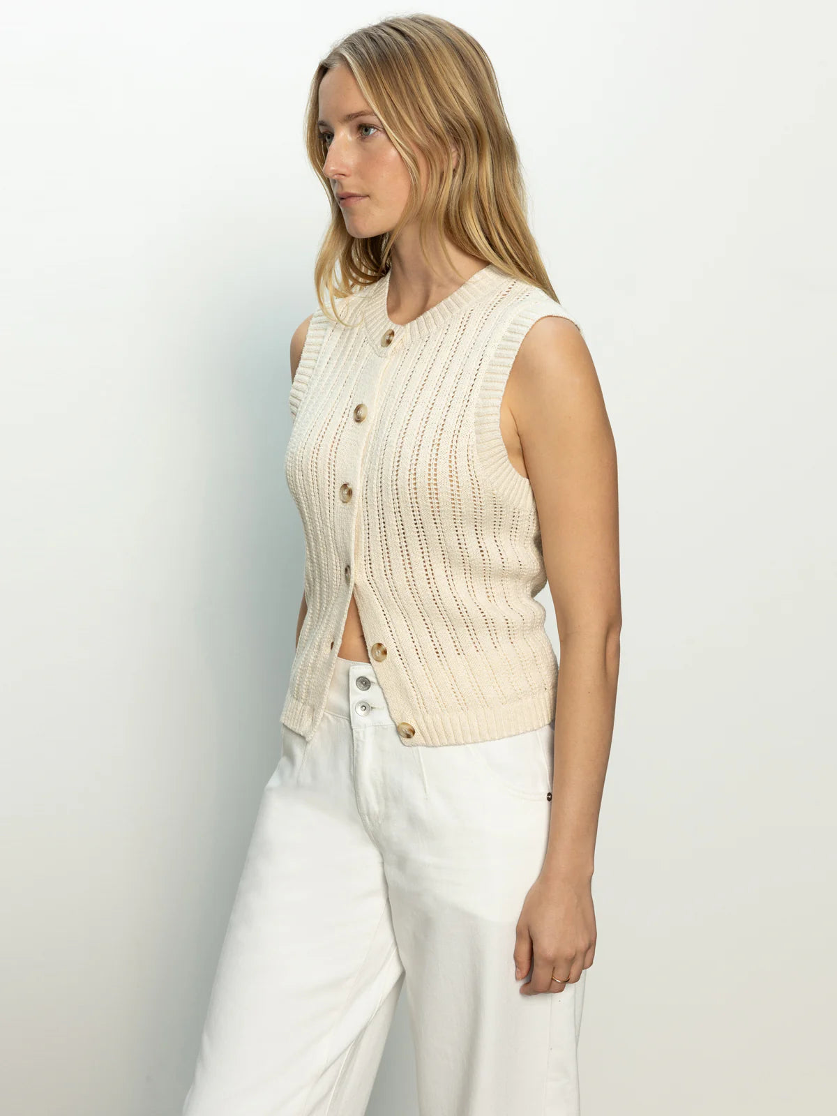 Pointelle Shell Sweater - Eco Natural