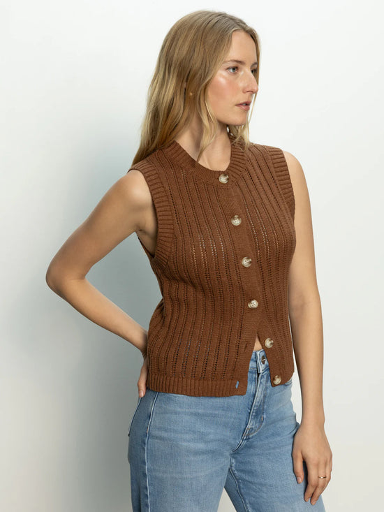 Pointelle Shell Sweater - Sepia