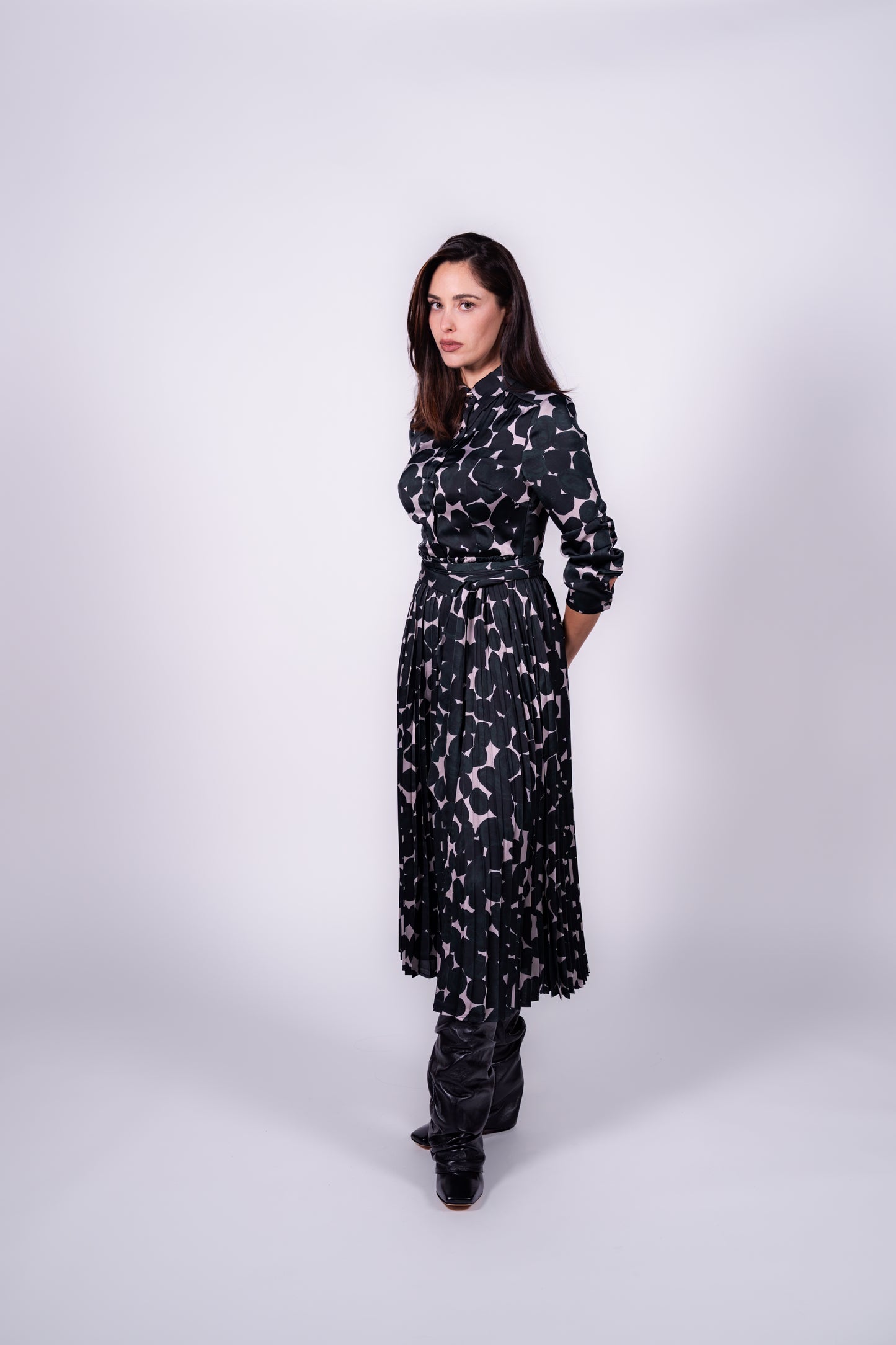 Long Sleeved Midi Dress - Peacock