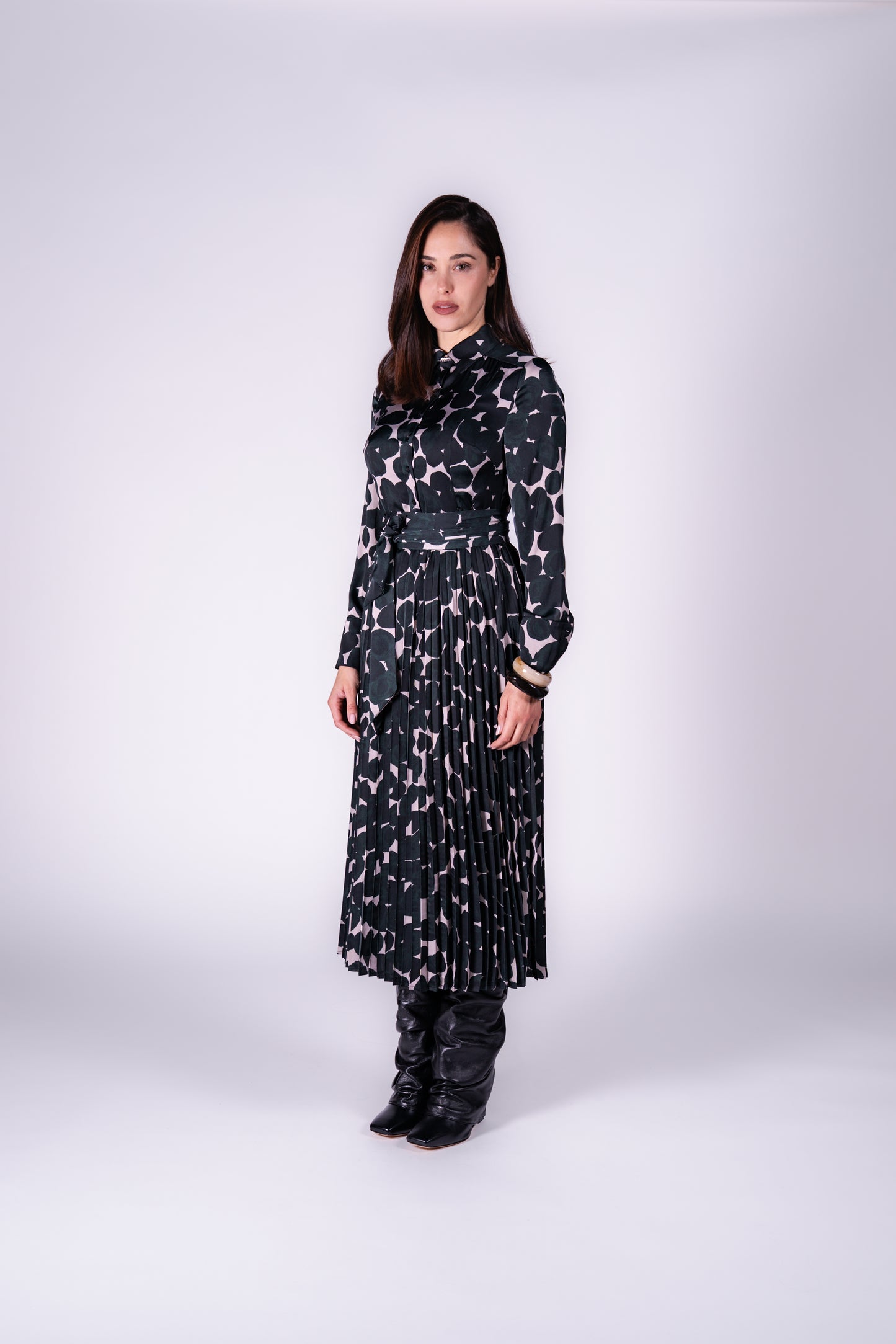 Long Sleeved Midi Dress - Peacock