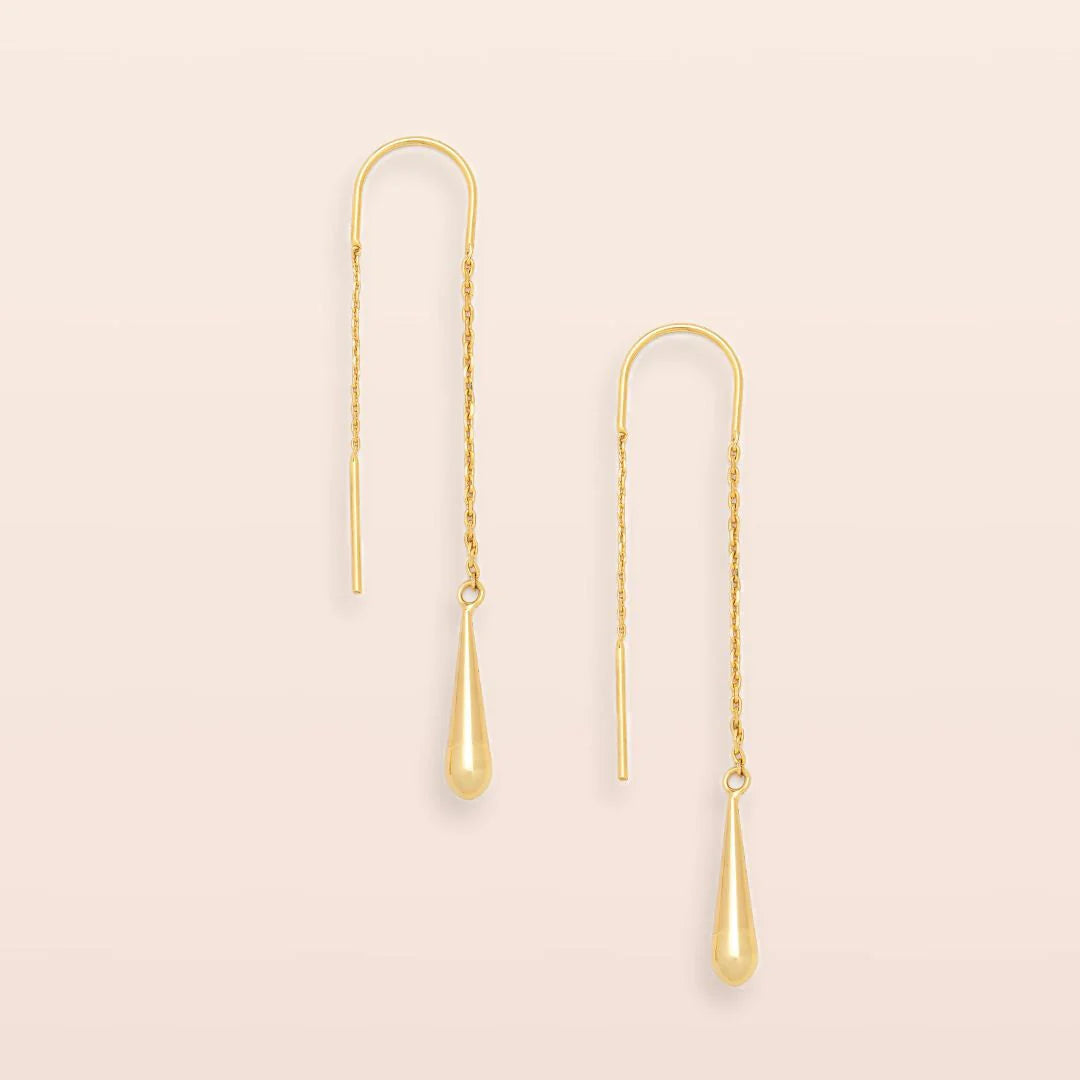 Teardrop Threader Earrings - Gold Vermeil