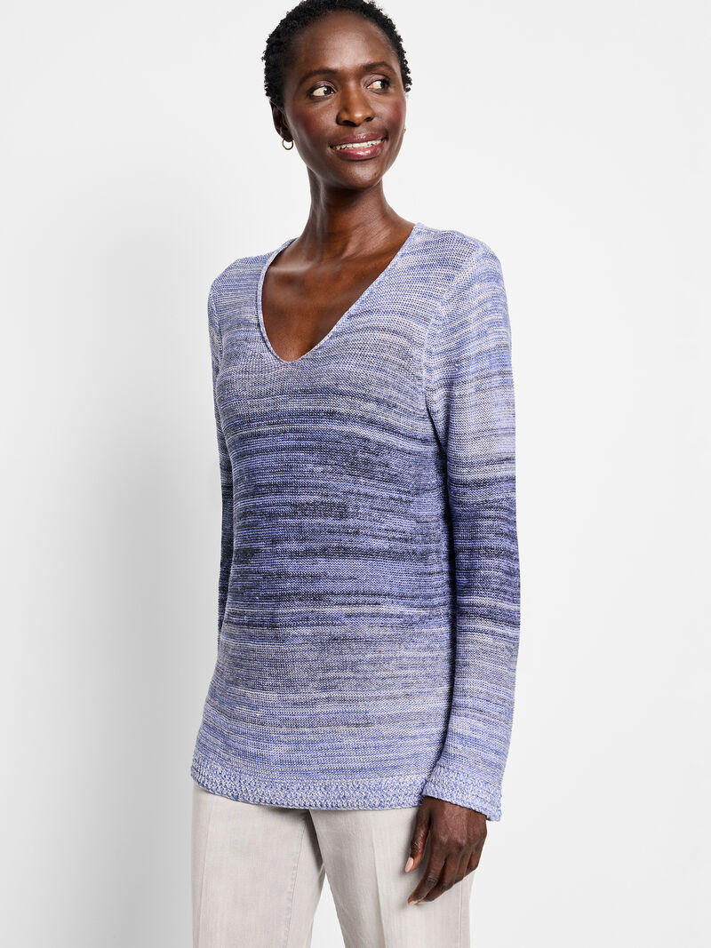 Hazy Shades V-Neck Sweater - Indigo Multi