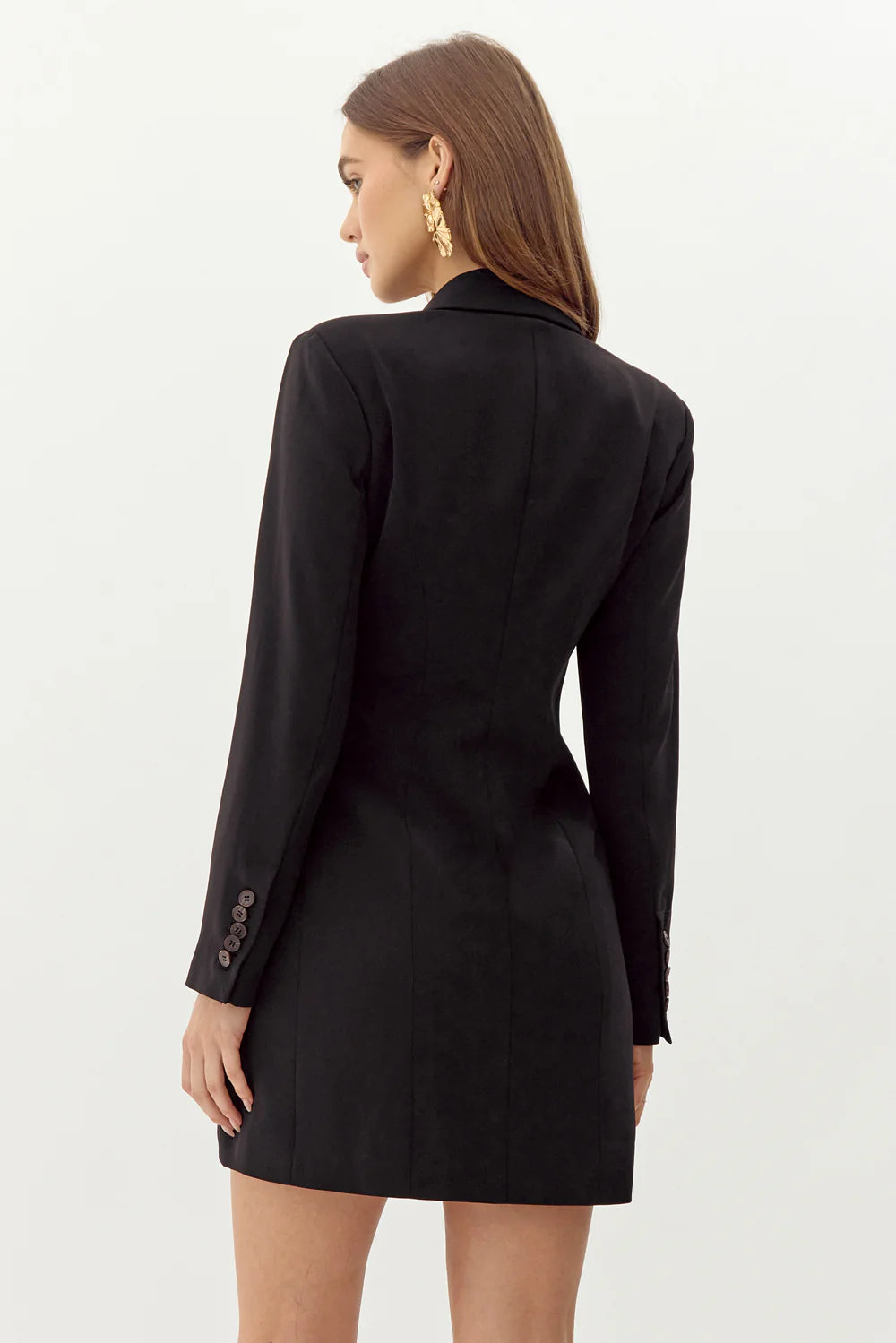 Felicia Pleated Front Blazer Dress - Black