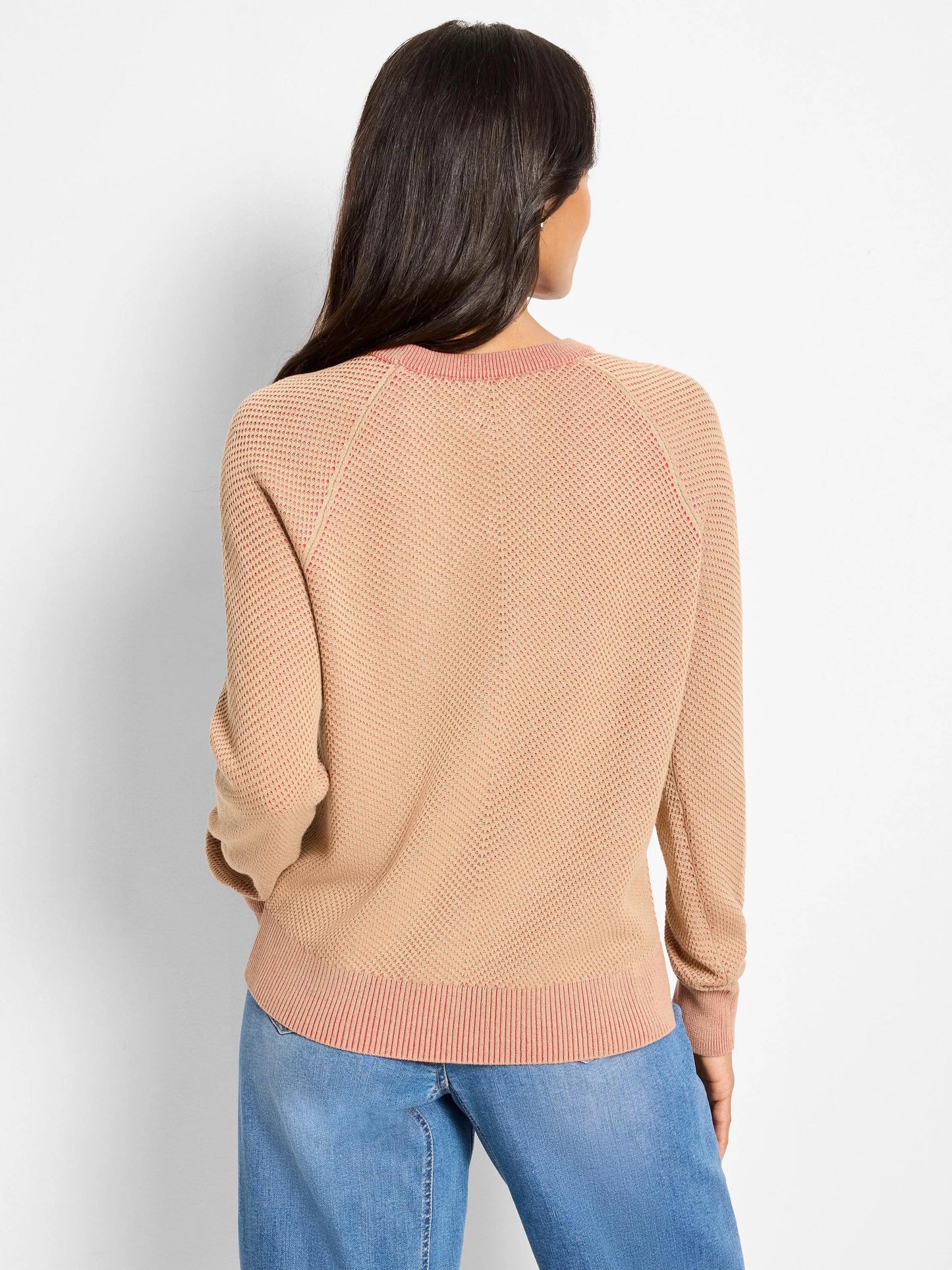 Textured Crew Neck Sweater - Red Multi