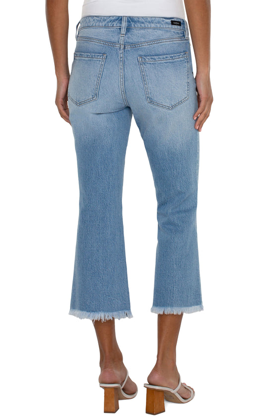 Hannah Cropped Flare Jeans with Fray Hem - Fawnskin