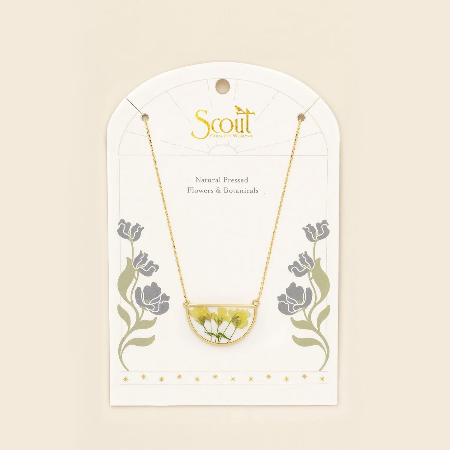 Pressed Flower Necklace - Yellow Baby’s Breath/Gold