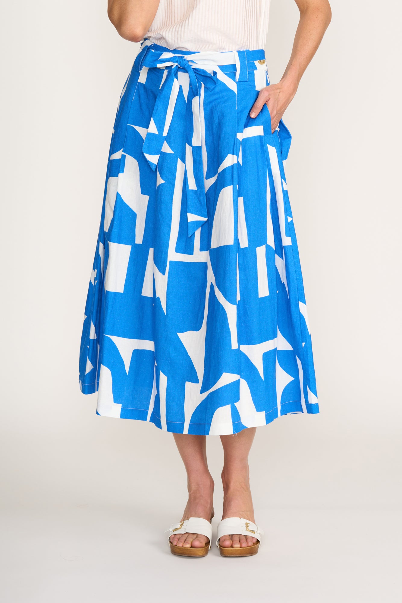 Full Midi Skirt with Tie Belt - Reflection