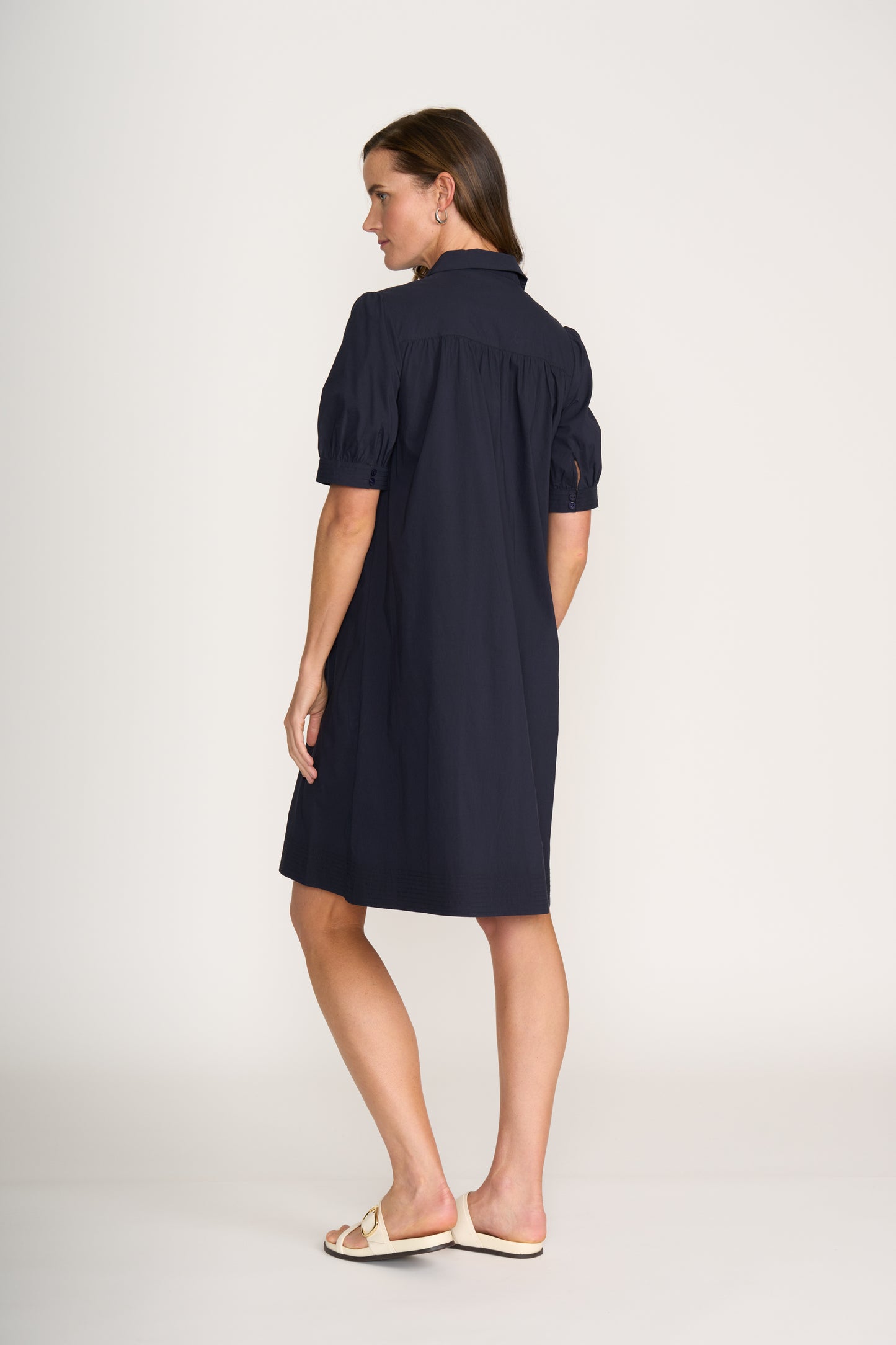 Short Sleeve Dress with Front Yoke - True Navy