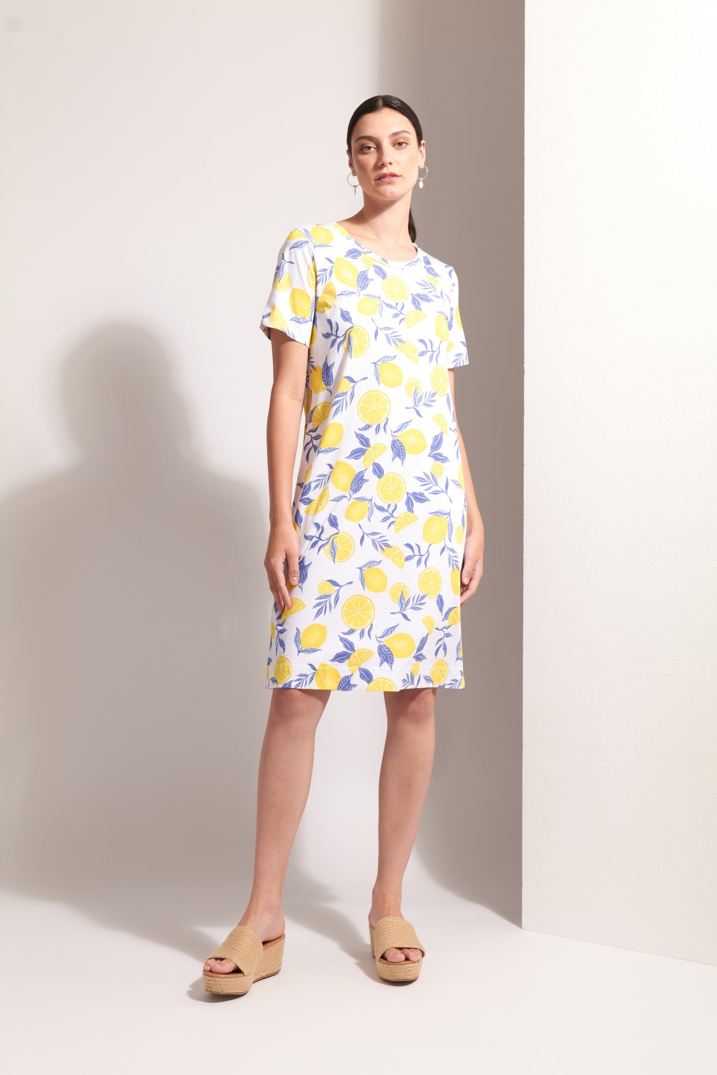 Zest for Life Tee Shirt Dress - Lemon Print