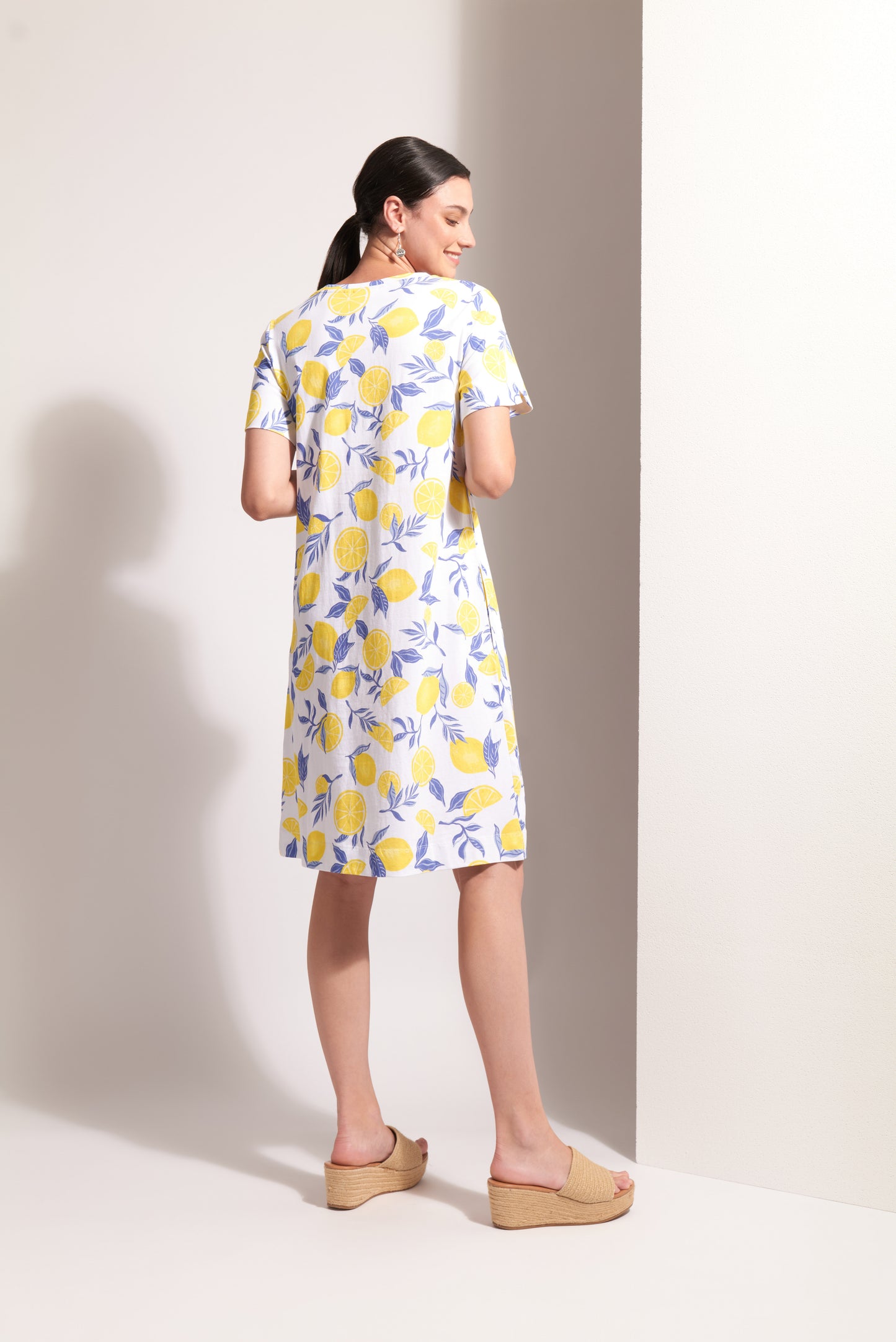 Zest for Life Tee Shirt Dress - Lemon Print