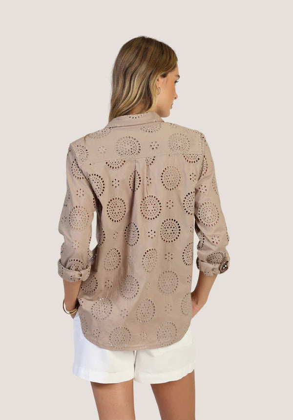 Elle Button Front Top - Desert