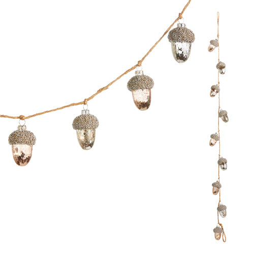 Load image into Gallery viewer, Gold and Silver Acorn Holiday Garland

