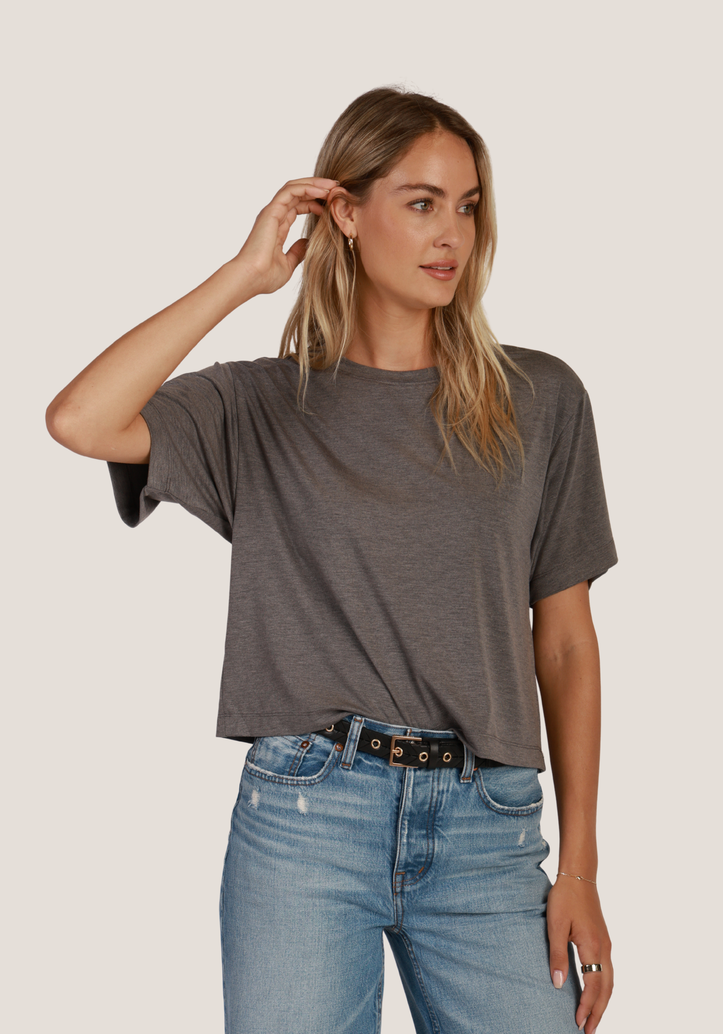 Short Sleeve Crew Neck Tee - Light Heather