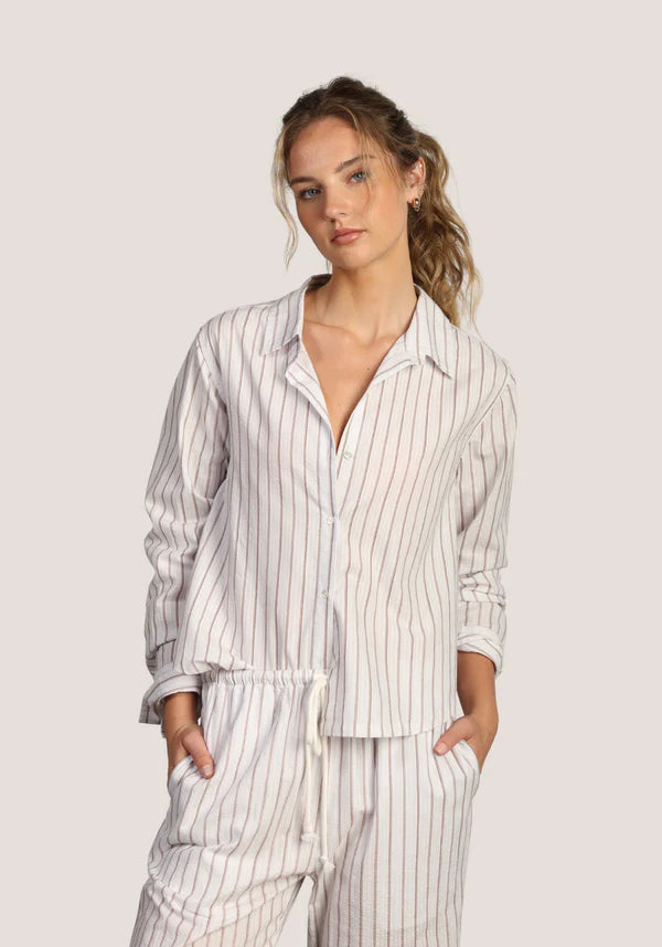 Hi-Lo Modern Top - White/Brown