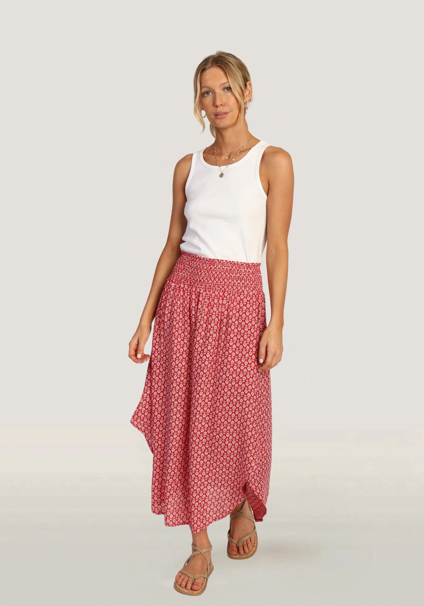 Sara Print Maxi Skirt - Red