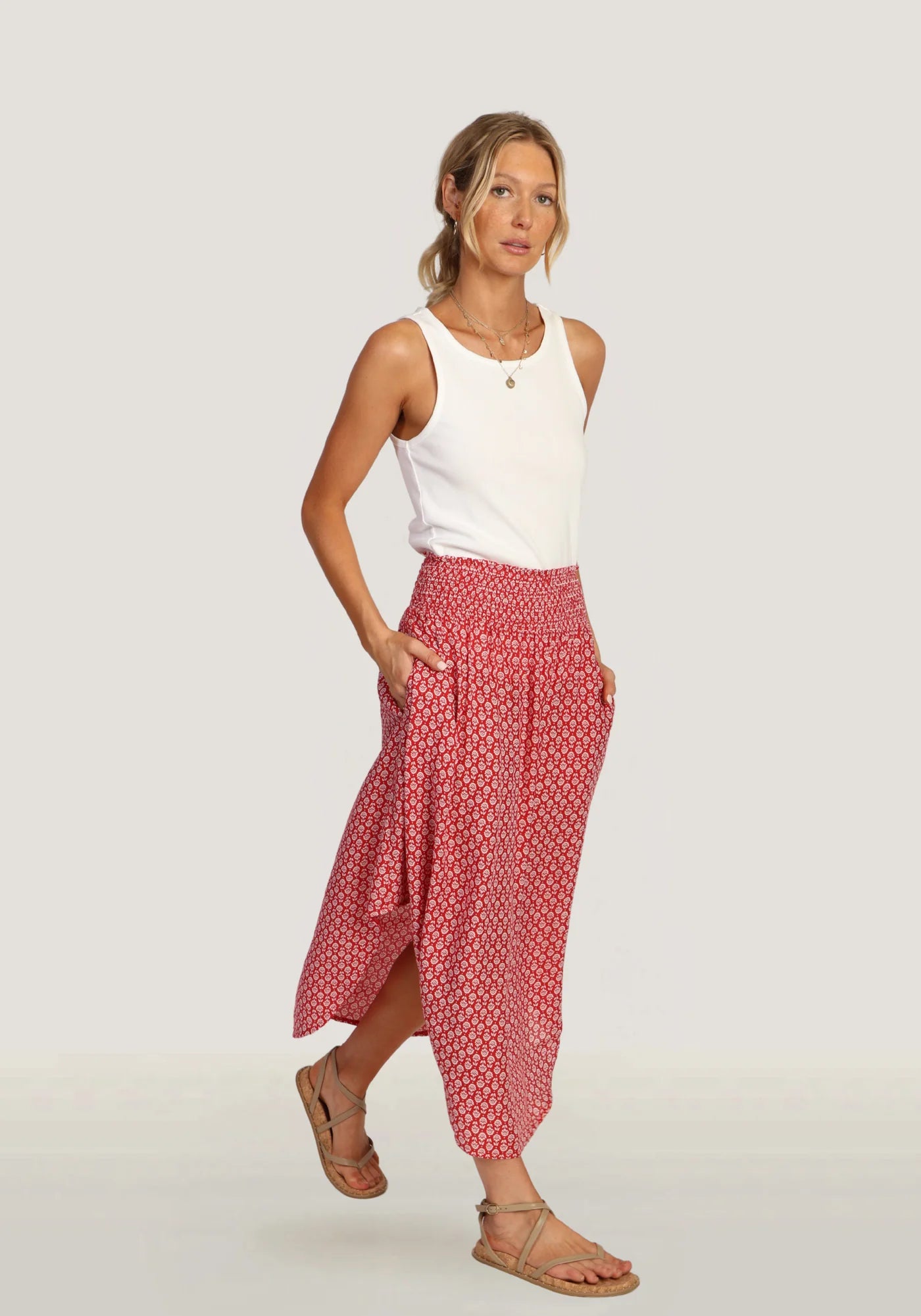 Sara Print Maxi Skirt - Red