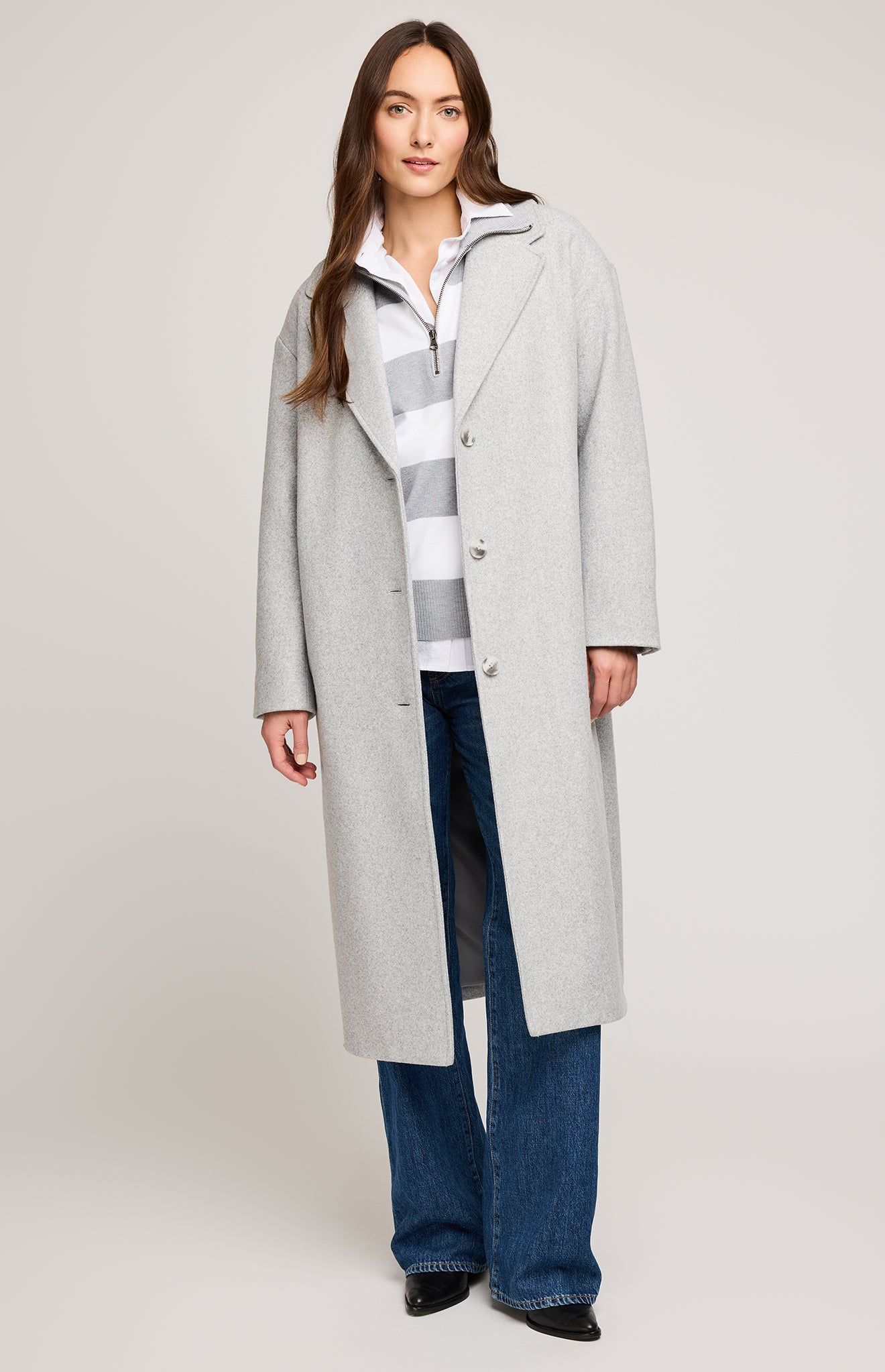 Agatha Below Knee Coat - Heather Grey