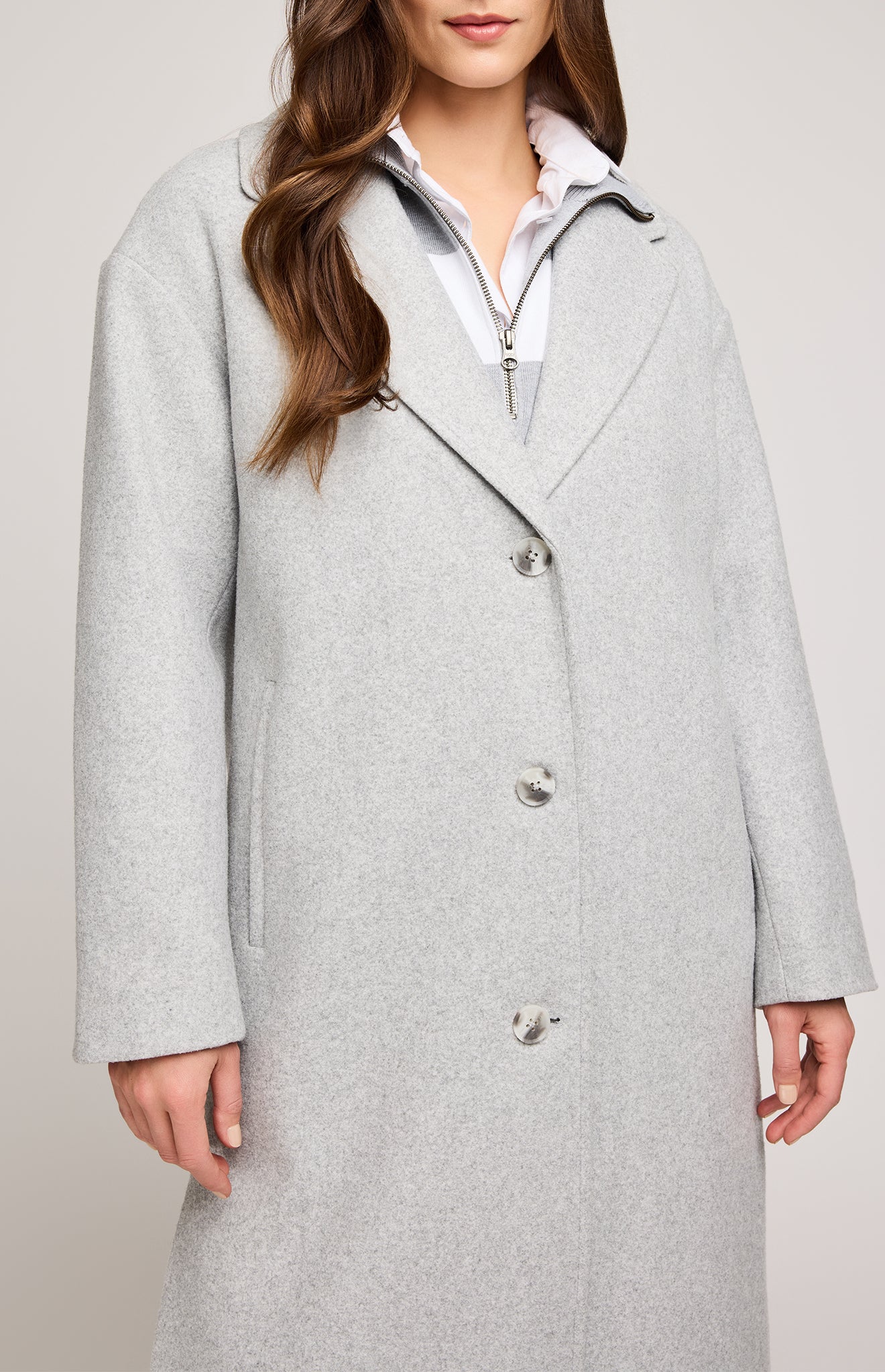 Agatha Below Knee Coat - Heather Grey