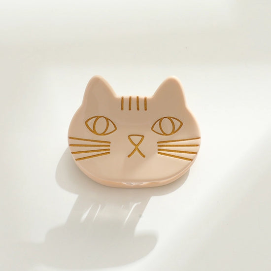 Ginger Hand Painted Cat Claw Clip - Beige