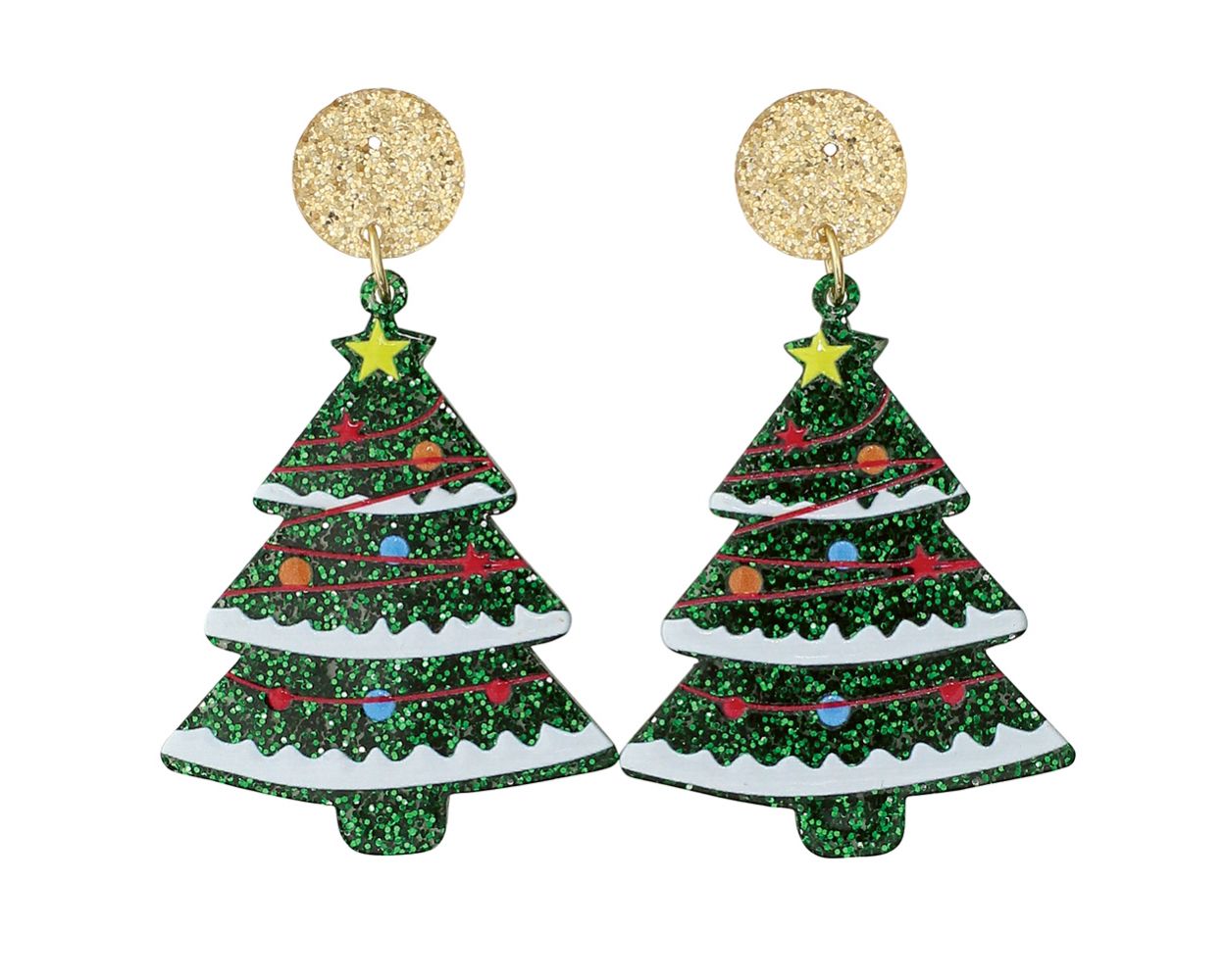 Load image into Gallery viewer, Glitter Christmas Trees Earrings

